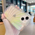 thumbnail image 2 of iPhone 13 Case, Luxury Holographic Cute Laser 3D Shell Pattern Flashing Flash Wave Shaped Phone Case for Women and Girls Silicone Protective Case (iPhone 13 6.1 inch), 2 of 14