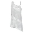thumbnail image 1 of Yhong Robe de Danse Latine pour Filles, Jupe à Sequins et Franges, Justaucorps, Fête Jazz Moderne, Costume de Performance de Salon, Blanc 8, 1 of 5