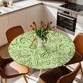 thumbnail image 3 of Vintage Green Fitted Tablecloth with Elastic Edged, Round Table Cloth for Dining Table, Retro Botanical Abstract Art Waterproof Oil Proof Table Cover for Indoor Outdoor 45"-54", 3 of 8