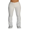 thumbnail image 1 of Solid Color High Waist Ribbed Knit Bootcut Pants for Women, 1 of 6