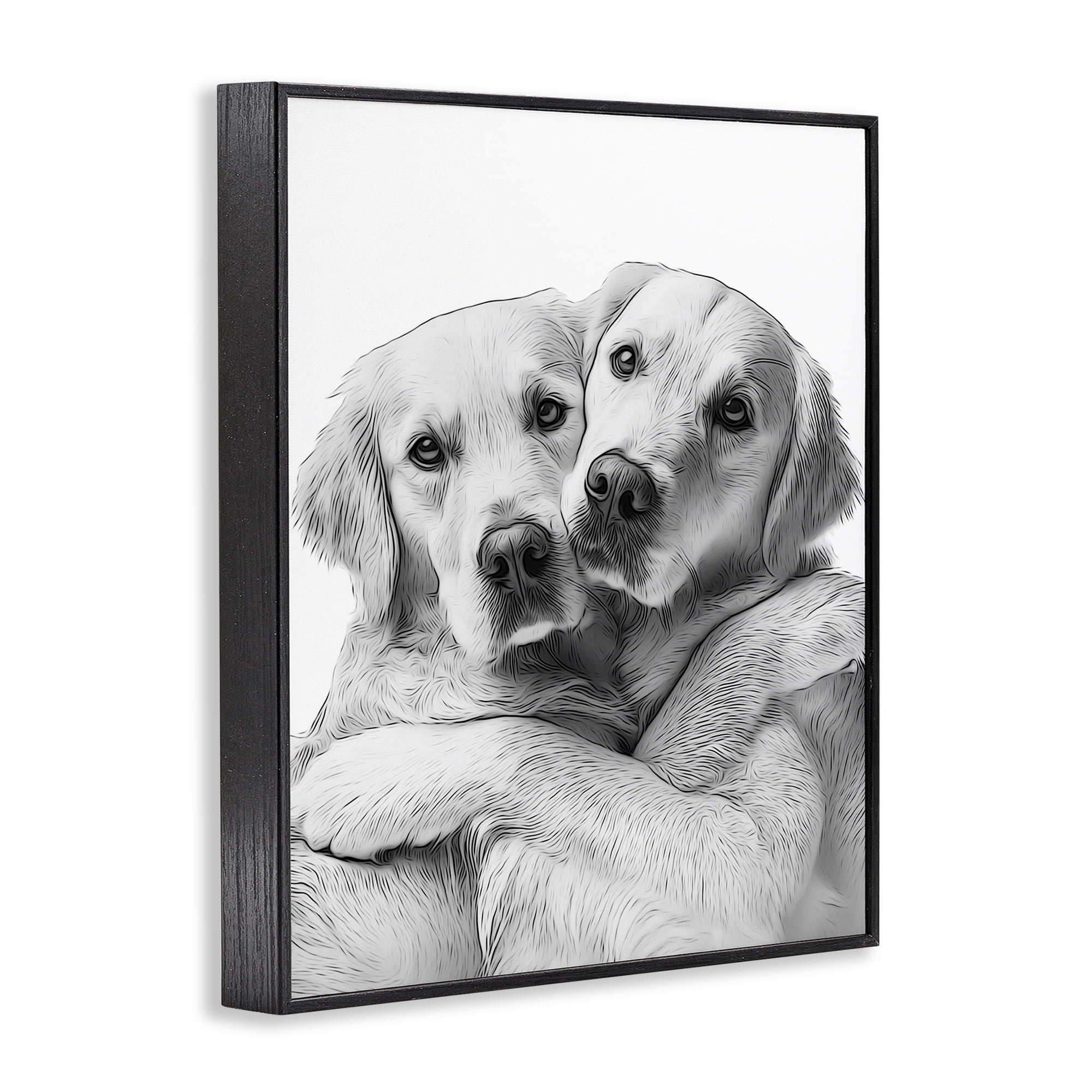 Stupell Industries Two Hugging Dogs Animals & Insects Painting Black Framed Art Print Wall Art, 16 x 20