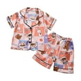 thumbnail image 2 of Cethrio Kids Girls Pajamas Sets, Comfy Button Down Short Sleeve 2 Piece Kids Sleepwear Orange Size 3-4 T, 2 of 9