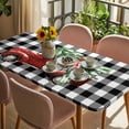 thumbnail image 3 of Christmas Red Truck Table Cloths for 5 Foot Rectangle Tables, Xmas Tree Bow Farm White Black Plaid Patio Waterproof Elastic Fitted Tablecloths, Washable Rectangular Table Cover for Camping, 3 of 8