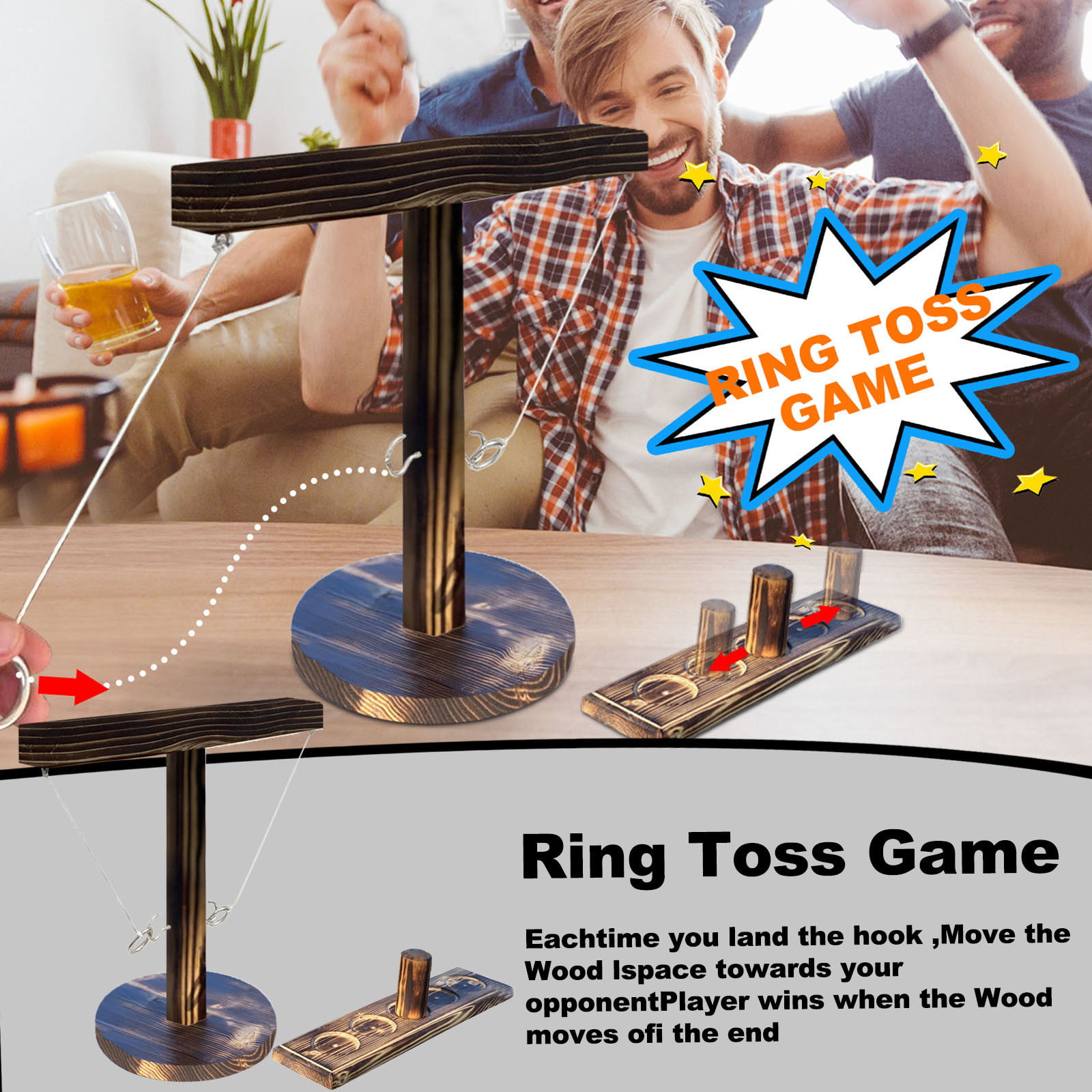 Ring Toss Games for Kids Adults Handheld Board Games with Shot Ladder Bundle
