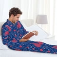 thumbnail image 6 of Honeii Chicken and Rooster Pattern Mens Pajamas Set,2pcs Men's Lounge Long Sleeve Sleep Shirt and Pajama Bottoms Sleepwear Set,Mens Pjs Sets-Large, 6 of 7