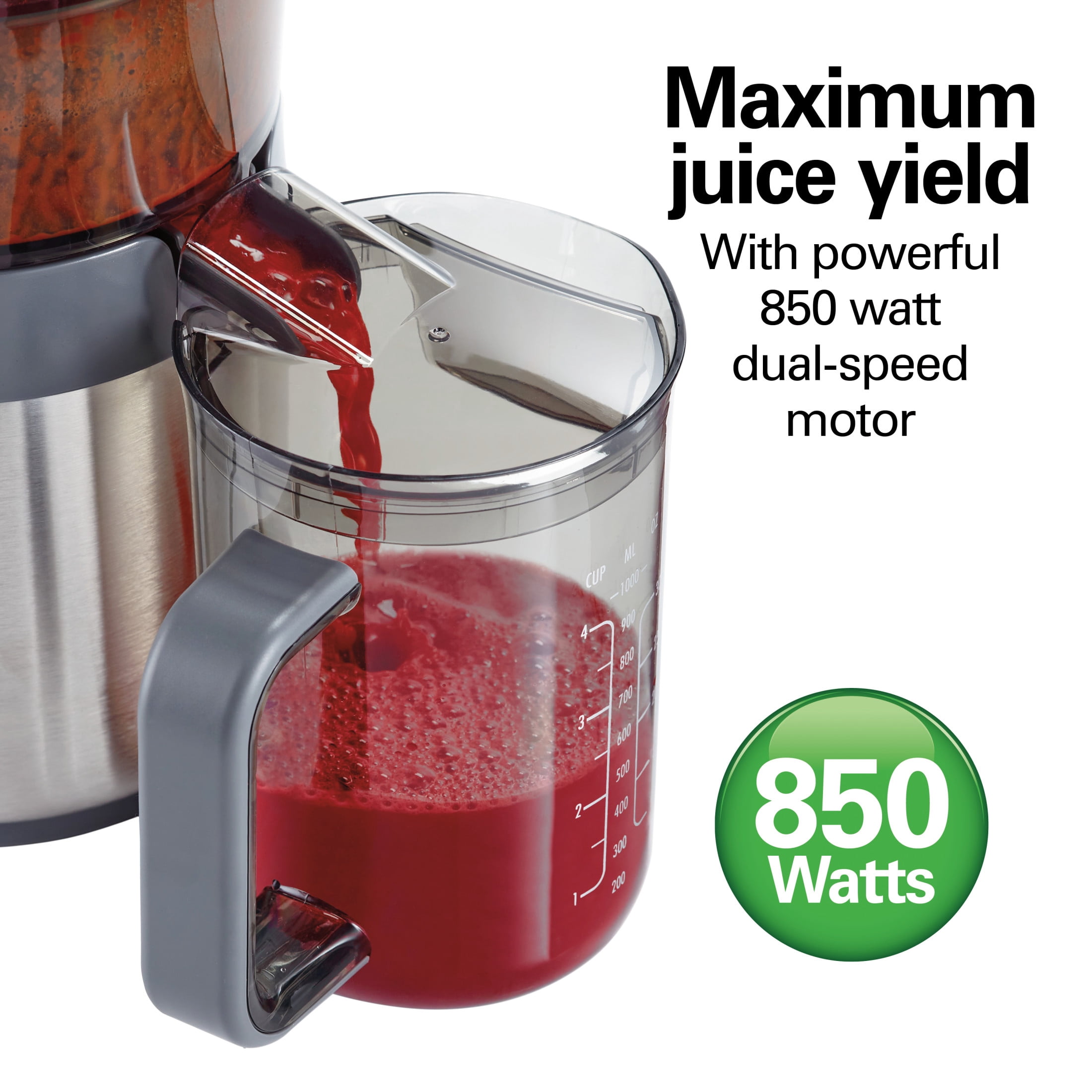 Hamilton Beach Big Mouth Easy Clean Juicer Machine for Fruits and Vegetables with Extra Large Chute,  Extractor de Jugos, Stainless Steel
