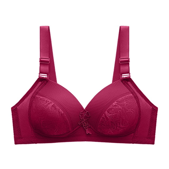 FhsagQ Bra Bras for Women Corset Women's New Pattern Ribless Large Strap Jacquard Four Comfort Bra Bras for Women 2 Piece Push Up Womens Bras Plus Size Robe Red 44