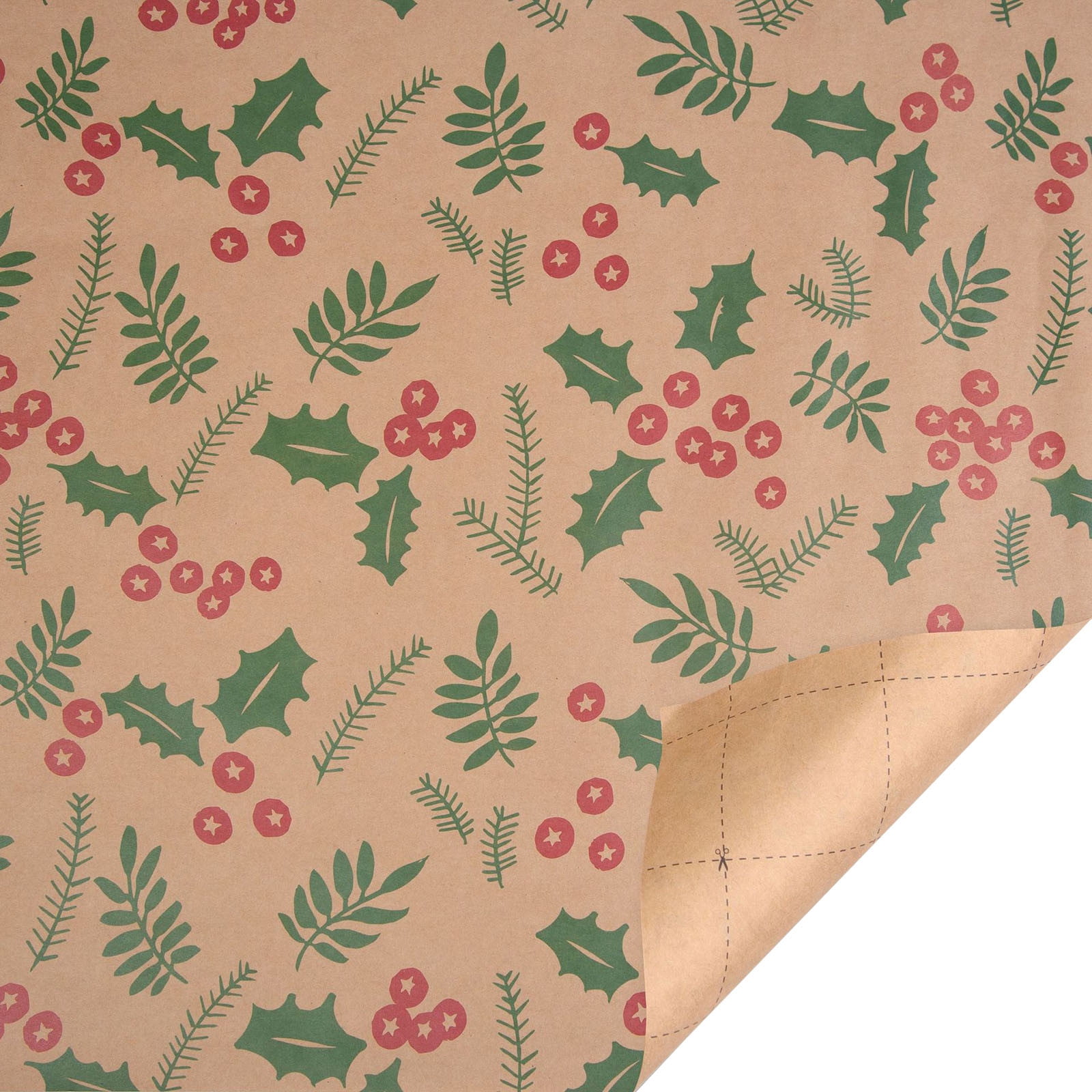 Vintage Large Roll Department Store Christmas Wrapping Paper Tree Holly  Bells 6”