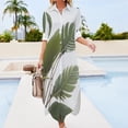 thumbnail image 3 of Tropical Palm Leaves Print Shirt Dress Long Sleeve Street Fashion V Neck Oversized Casual Dress Women Evening Dress, 3 of 7