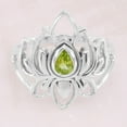 thumbnail image 2 of Earth Gems Jewelry Peridot Ring Sterling Silver Rings Lotus Design Ring Statement Ring for Women, 2 of 4