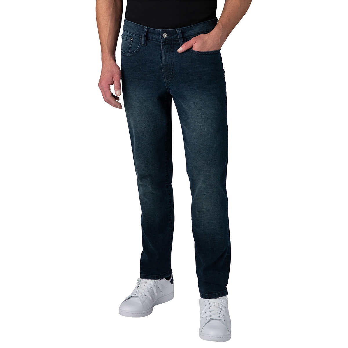 Izod Menâs Comfort Stretch Straight Fit Jean, Dark Blue, 38x34 - Walmart.com