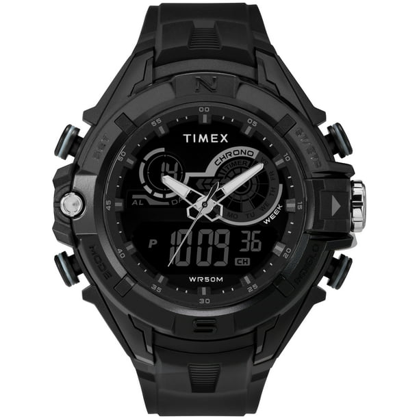 Timex Men's DGTL Guard Bold Combo Black/Negative Resin Strap Watch
