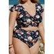 thumbnail image 3 of ABPHQTO Bikini de cintura alta con estampado floral y mangas acampanadas de talla grande azul para mujer, 3 of 5