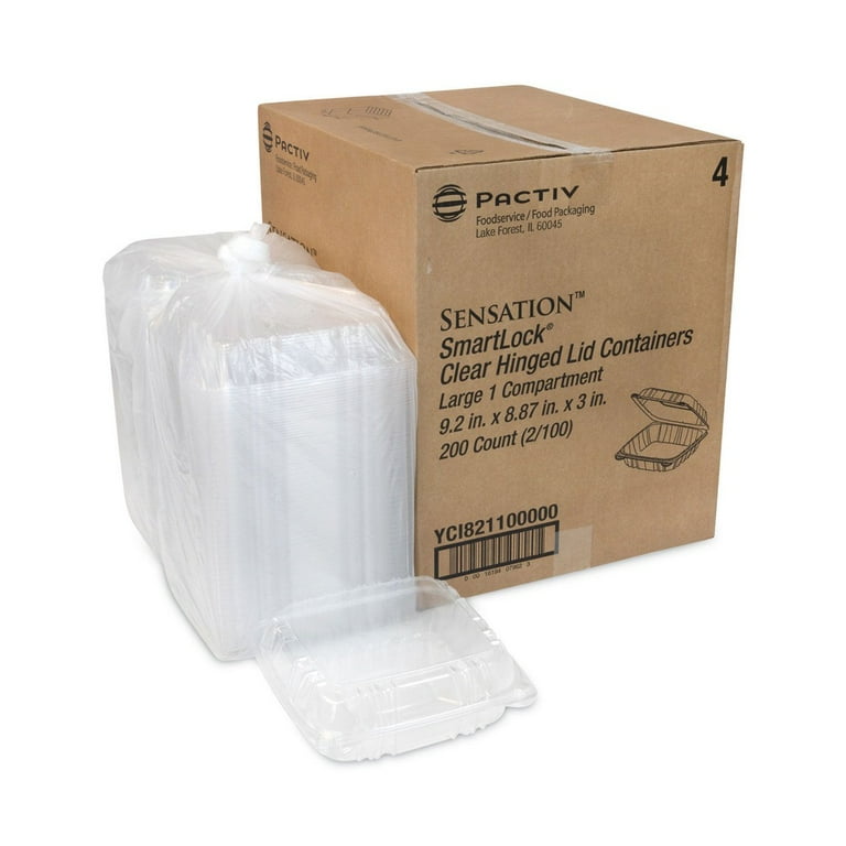 ClearView SmartLock Hinged Lid Container, 9.22 x 8.88 x 2.91, Clear, Plastic, 200/Carton