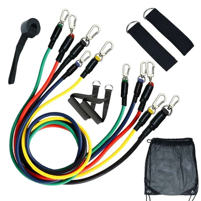 Adjustable Pull Rope 11 Pieces Set Latex Pull Tube Fitness Tools Yoga Sports Accessories Resistance Bands