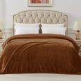 thumbnail image 5 of Exclusivo Mezcla Queen Size Flannel Fleece Velvet Plush Bed Blanket as Bedspread, Coverlet, Bed Cover (90"x90", Brown), 5 of 11