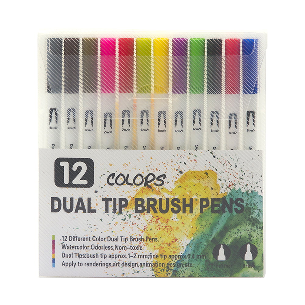 HASTHIP Colour Fineliner Pen Set Double Art Colouring Pens  Fine Tip Brush Markers for Adult Students DIY Card Making Photo Album  Coloring Books Craft Doodling - Set Double Art Colouring
