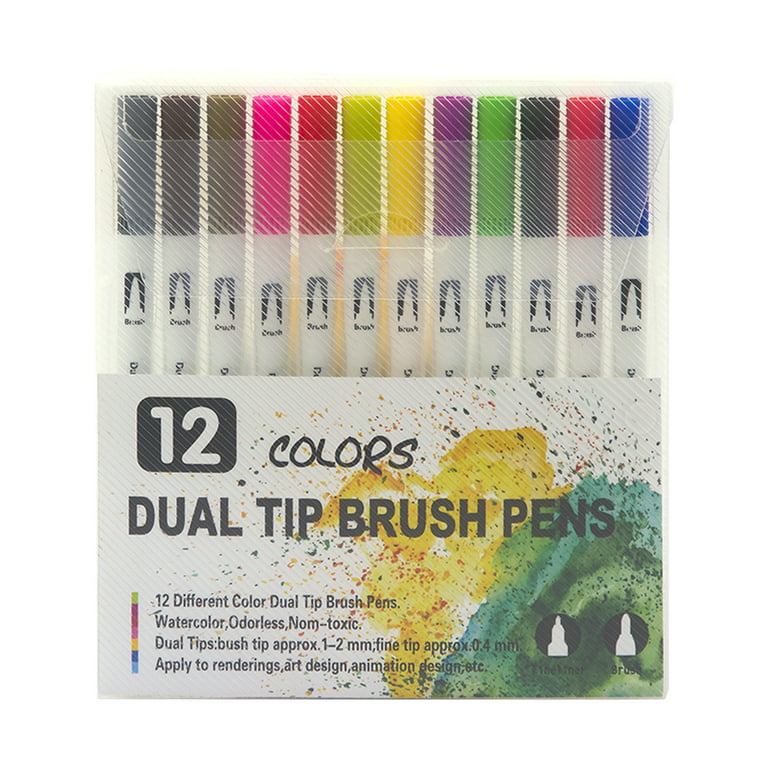ARTEZA Dual Tip Brush Markers, Set of 100 Colors, Art Markers with Fine &  Brush Tips, Markers for Adult Coloring, Calligraphy, Sketching, Doodling