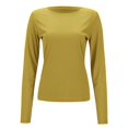 thumbnail image 4 of Womens Tshirts Long Sleeve Womens Tunic Tops Fall Winter Fashion Solid Color Crewneck Ribbed Knitted Slim Sweater Blouses Business Casual Yellow 2XL, 4 of 8