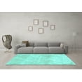 thumbnail image 3 of Ahgly Company Machine Washable Indoor Round Trellis Turquoise Blue Modern Area Rugs, 6' Round, 3 of 4