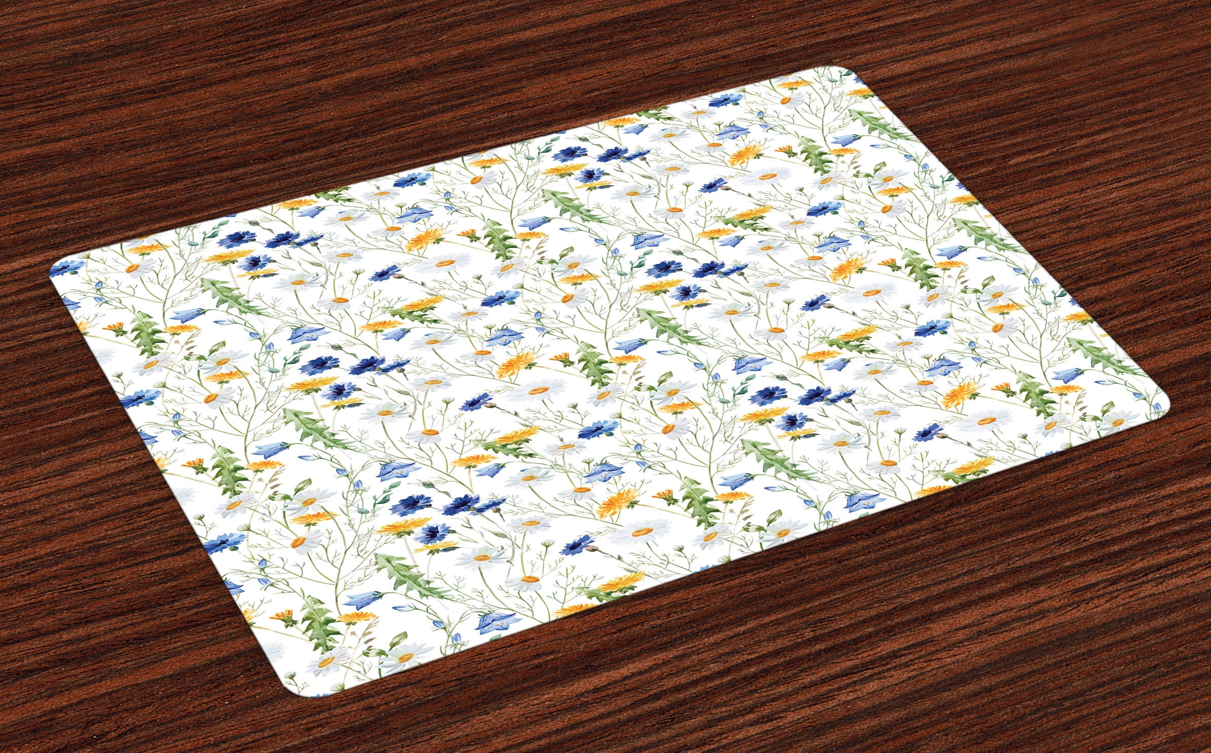 Flower Placemats Set of 4 Wild Flowers Poppies and Daisies Rural Nature