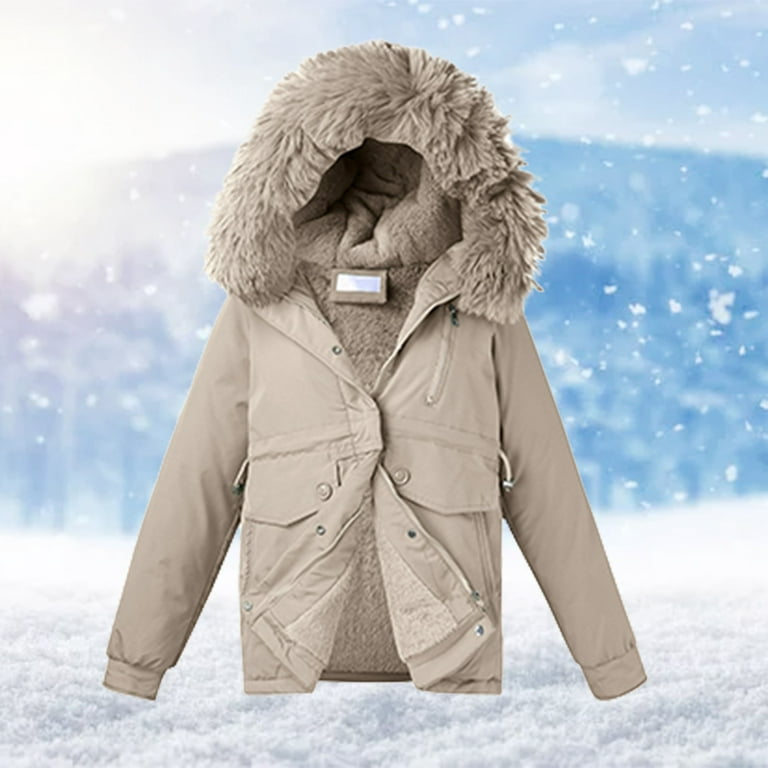ASEIDFNSA Warm Coat for Women Maze Jacket Women Winter Coat Lapel Collar  Long Sleeve Jacket Vintage Thicken Coat Jacket Warm Hooded Thick Padded