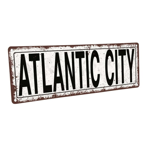 Atlantic City 4"x12" Metal Sign, Wall Décor for Home and Office
