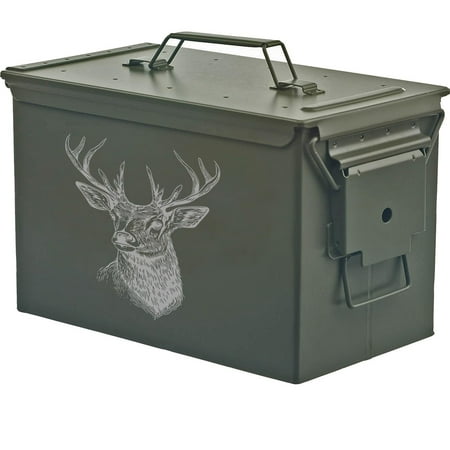Steel Ammo Can Storage Box Ammunition Case Deer (50cal Green)
