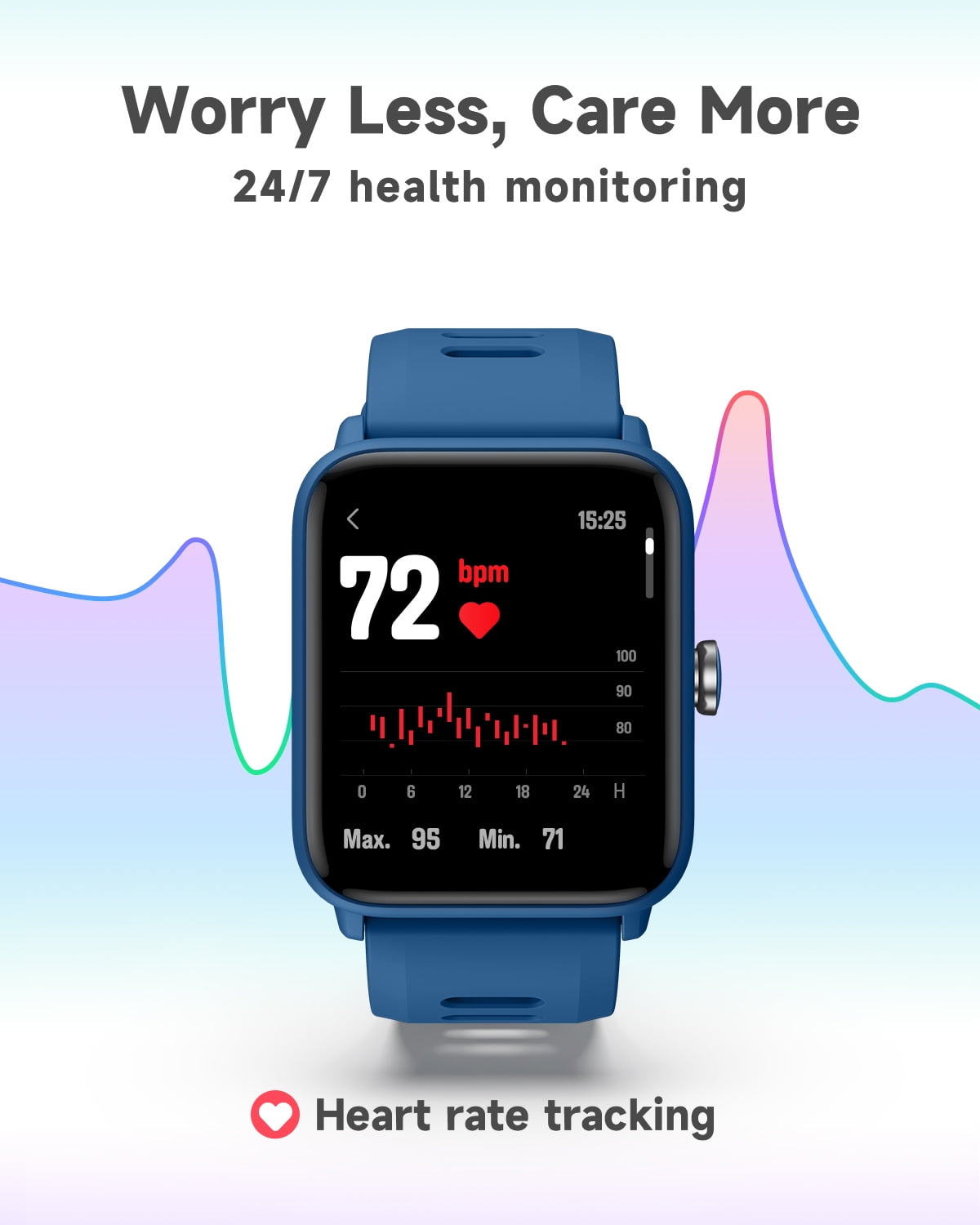 BIGGERFIVE Kids Smart Watch, 1.5''HD Touchscreen Fitness Tracker for Girls Boys, 5ATM Waterproof, Blue