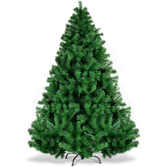 Artificial Christmas Tree, 7FT Premium Pine Unlit Holiday Decoration, Full Size Décor Easy Assembly Metal Stand