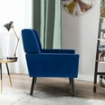 thumbnail image 4 of Glavbiku Modern Soft Armchair Velvet Upholstered Accent Chair with Black Legs for Indoor,Blue,Adult, 4 of 12