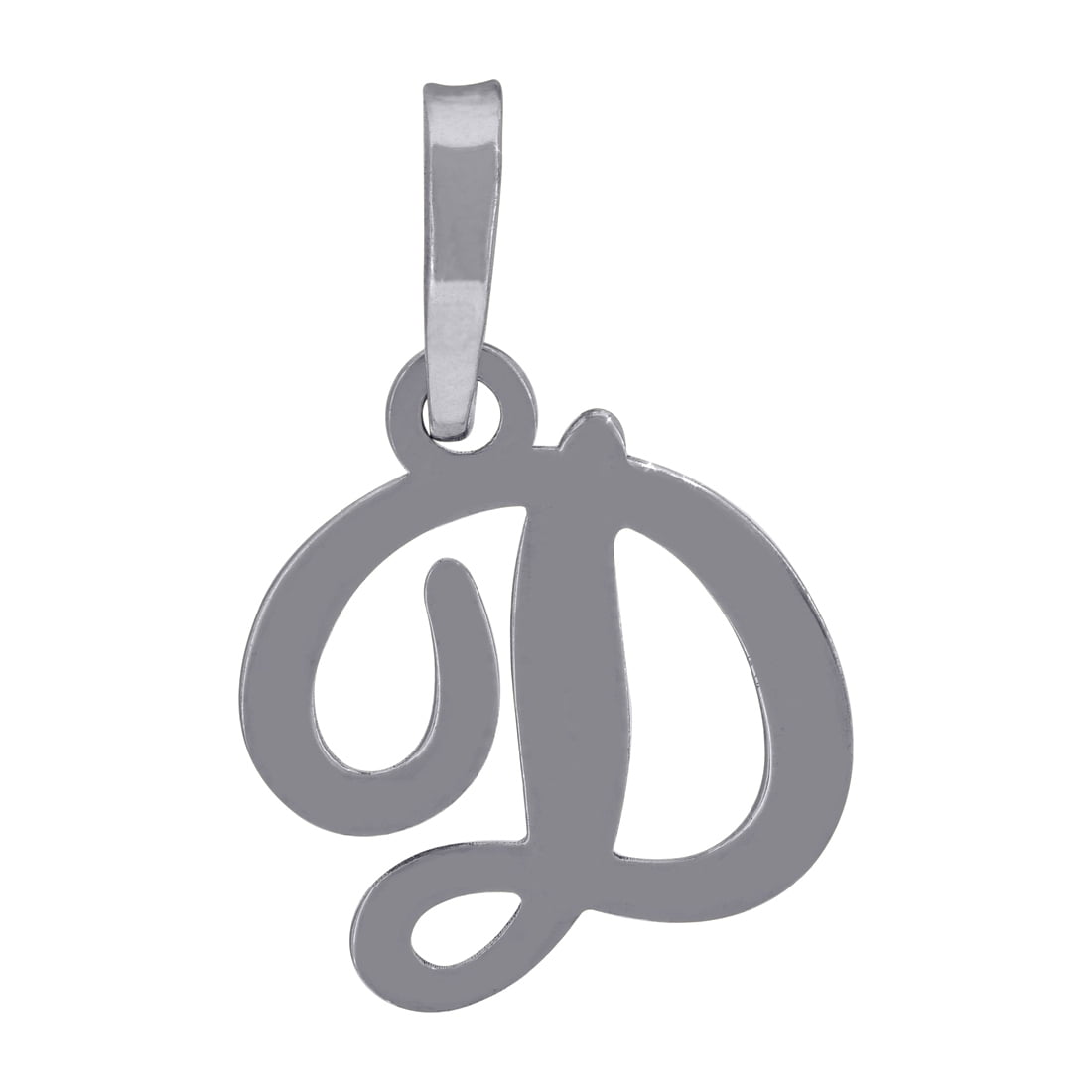 925 Sterling Silver Unisex Cursive Letter Name Personalized Monogram Initial Alphabet D Charm Pendant Necklace 19x12.5mm