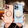 thumbnail image 3 of Compatible with Magsafe iPhone 14 Pro Max Case, Luxury Plating Heart with Wirless Charging & Camera Lens Protection Soft TPU Shockproof Case for iPhone 14 Pro Max (Blue), 3 of 5