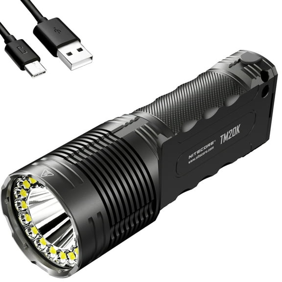 Nitecore TM20K CREE XP-L2 LEDs Rechargeable Flashlight, 9600mAh Li-ion Battery, White, 20000 Lumens, Black
