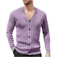 thumbnail image 2 of DPTALR George Men's Cable Knit Cardigan V-Neck Sweater Classic Casual Knitwear with Buttons Purple Big and Tall Men XL, 2 of 7