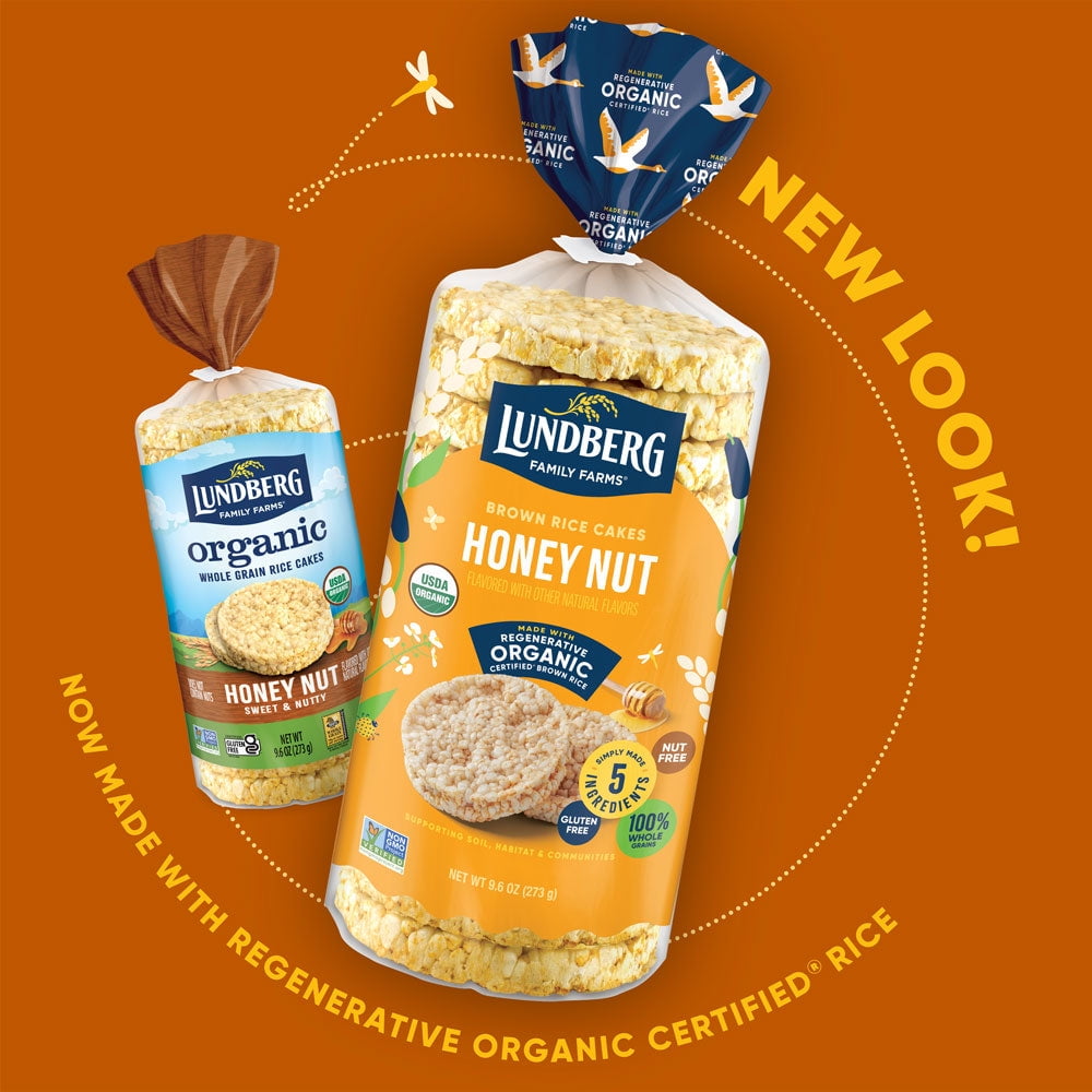 Pack of 6, Lundberg Organic Honey Nut Rice Cakes, 9.6 oz