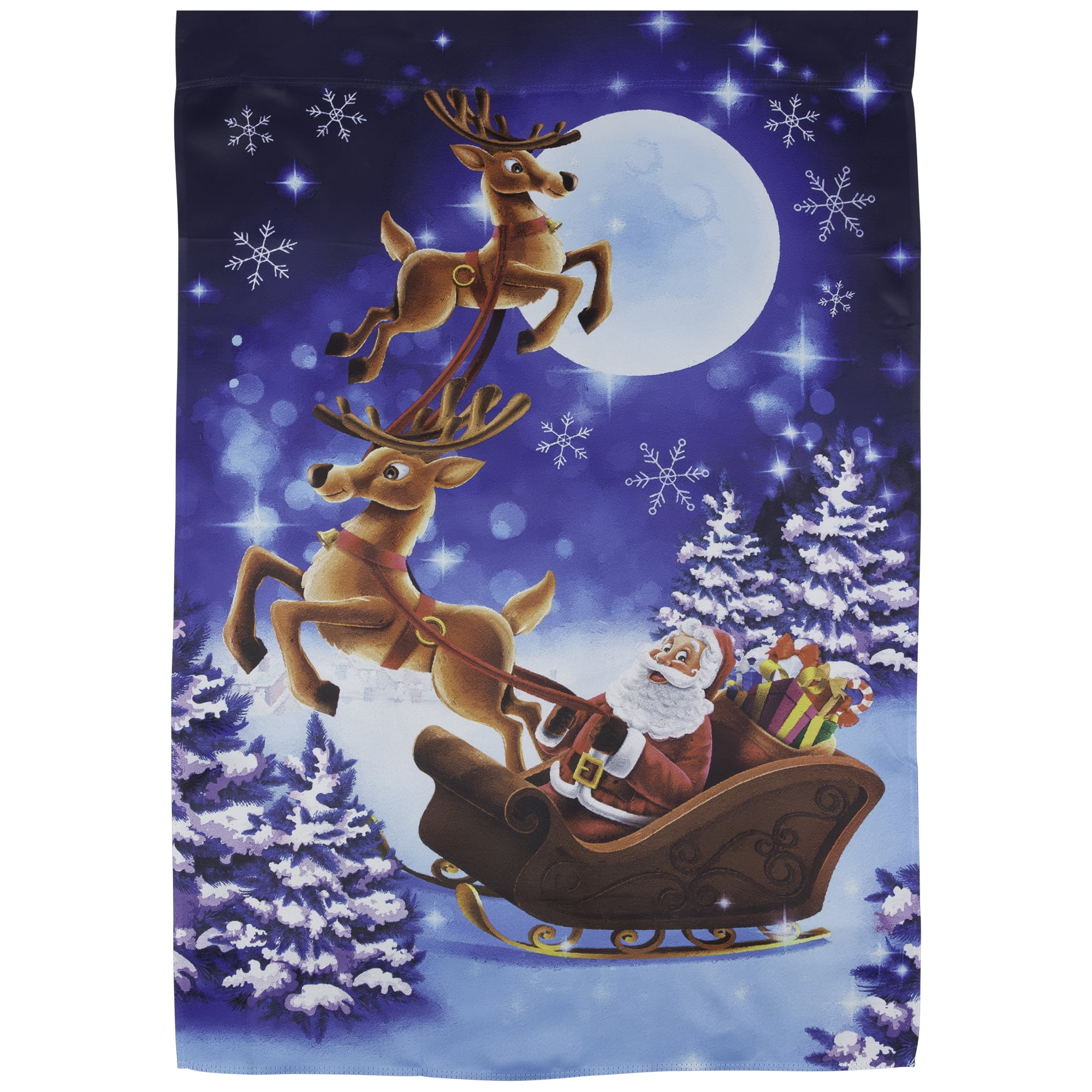 Santa and Reindeer Sleigh Ride Outdoor House Flag 28" x 40"