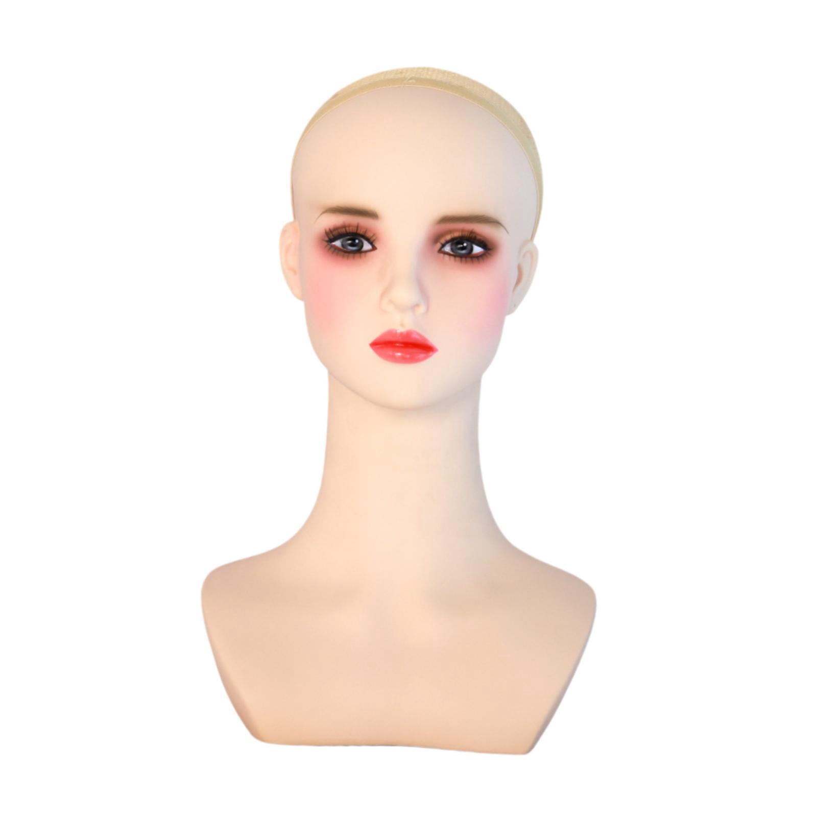 Serenable Cosmetology Mannequin Head with Cap with Makeup Shop Stand