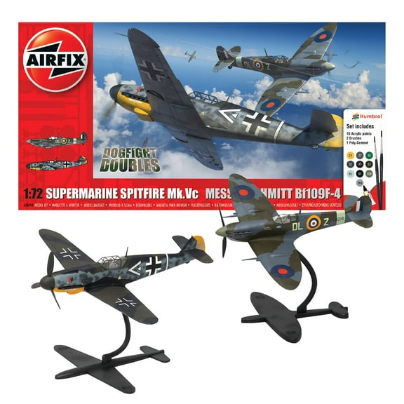 Airfix Gift Set - Model Plane Kits - A50194 Supermarine Spitfire Mk.Vc vs Bf109F-4 Dogfight Dou