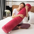 thumbnail image 3 of Bolster Pillow for Bed, Long Round Body Pillow for Adults with Removable Velvet Cover, Decorative Tube Roll Cylinder Pillow,, 3 of 8