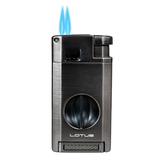 Lotus Excalibur Double Torch Lighter with Two Cutters - Gunmetal