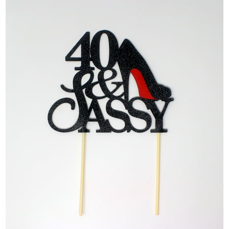 40th Birthday Party Cakes - All About Details 40 & Sassy Cake Topper (Black), 1pc, 40th Birthday, Party Decor, Glitter Black