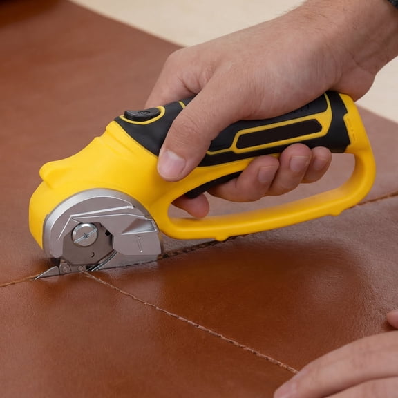 Cordless Electric Scissors, Upgraded Rechargeable 4V Rotary Cutter for Cardboard, Fabric, Carpet, Plastic, Leather-Easy to Hold and Safe
