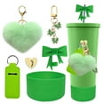 thumbnail image 1 of Hairball Pendant Silicone Cup Set - Bow Straw Bottle with Heart Key Chain for Couples & Unique Ideas, 1 of 3