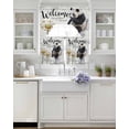 thumbnail image 3 of Panda Swag Kitchen Curtains Sets for Windows 24 Inch Length, Country Animal Sit on Toilet Daisy Oil Painting Short Window Curtain Panels Swags Valances and Tiers 3 Piece Set for Cafe/Dining Room, 3 of 5