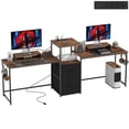 thumbnail image 1 of HOMCOM Computer Desk for 2 Person, Gaming Desk with USB Ports, Rustic Brown, 1 of 10