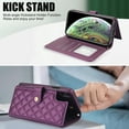 thumbnail image 5 of Case Wallet for iPhone XR, [Wristlet & Crossbody Strap] RFID Blocking 5 Card Slots Stand [Shockproof TPU Shell] PU Leather Magnetic Flip Cover Compatible with iPhone XR, Darkpurple, 5 of 9