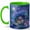 Green, variant on Moonlit Forest Cottage 11oz Ceramic Mug, Blue Woodland Night Art