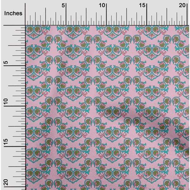 oneOone Cotton Poplin Fabric Floral Block Printed Fabric 1 Yard 56 Inch Wide