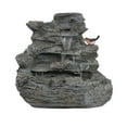 thumbnail image 3 of Outdoor Water Fountains 4-Tiered Concrete Rock Waterfall Fountain, 20.8"H – Outdoor Garden Decor with LED Lights, Weather-Resistant, Soothing Water Sound Ambiance,Tiered Outdoor Water Fountain, 3 of 12